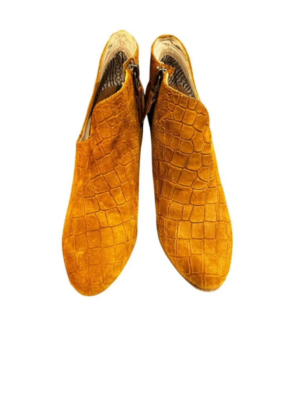 Matt Bernson Jaguar Croco Embossed Suede Ankle Booties Women’s Size 8